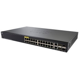 SWITCH CISCO 28 PORTS PoE 195W (24 PORTS GIGABIT/2 PORTS SFP/2 PORTS mini-GBIC) SG350-28P-K9-NA