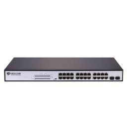 SWITCH BDCOM 24 PORTS GIGABIT PoE+ 370W C/2 PORTS1G SFP (S1526-24P)