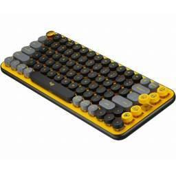 TECLADO WIRELESS+BLUETOOTH LOGITECH POP KEYS NEGRO Y AMARILLO(920-010713)