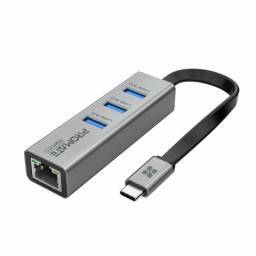 ADAPTADOR USB-C-> 3 x USB 3.0/LAN PROMATE (GIGAHUB-C)