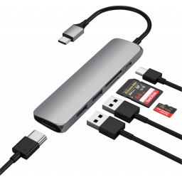 ADAPTADOR USB-C->USB-C 60W/HDMI/2xUSB 3.0/microSD SATECHI (ST-SCMA2M)