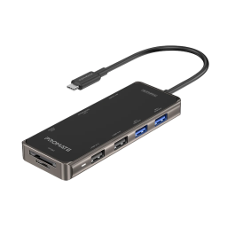 ADAPTADOR MULTIPUERTO PROMATE USB-C->HDMI/RJ45/4xUSB 3.0/SD/USB-C PRIMEHUB-GO