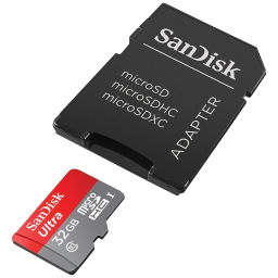 RAM MICRO-SDHC 32GB SANDISK ULTRA CLASS 10 C/ADAPTADOR SD