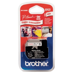 CINTA BROTHER M-K232BZ (PT-80/90) 12mmx5m ROJO SOBRE BLANCO