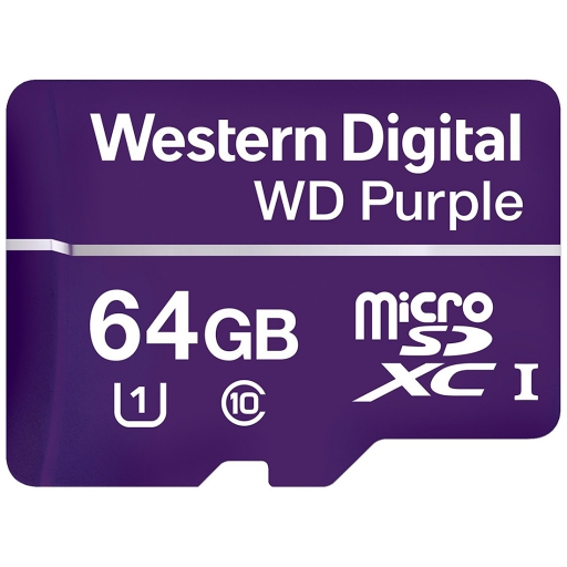 RAM MICRO-SDHC 64GB WESTERN DIGITAL PURPLE CLASS 10 (WDD064G1P0C-85AEL0)